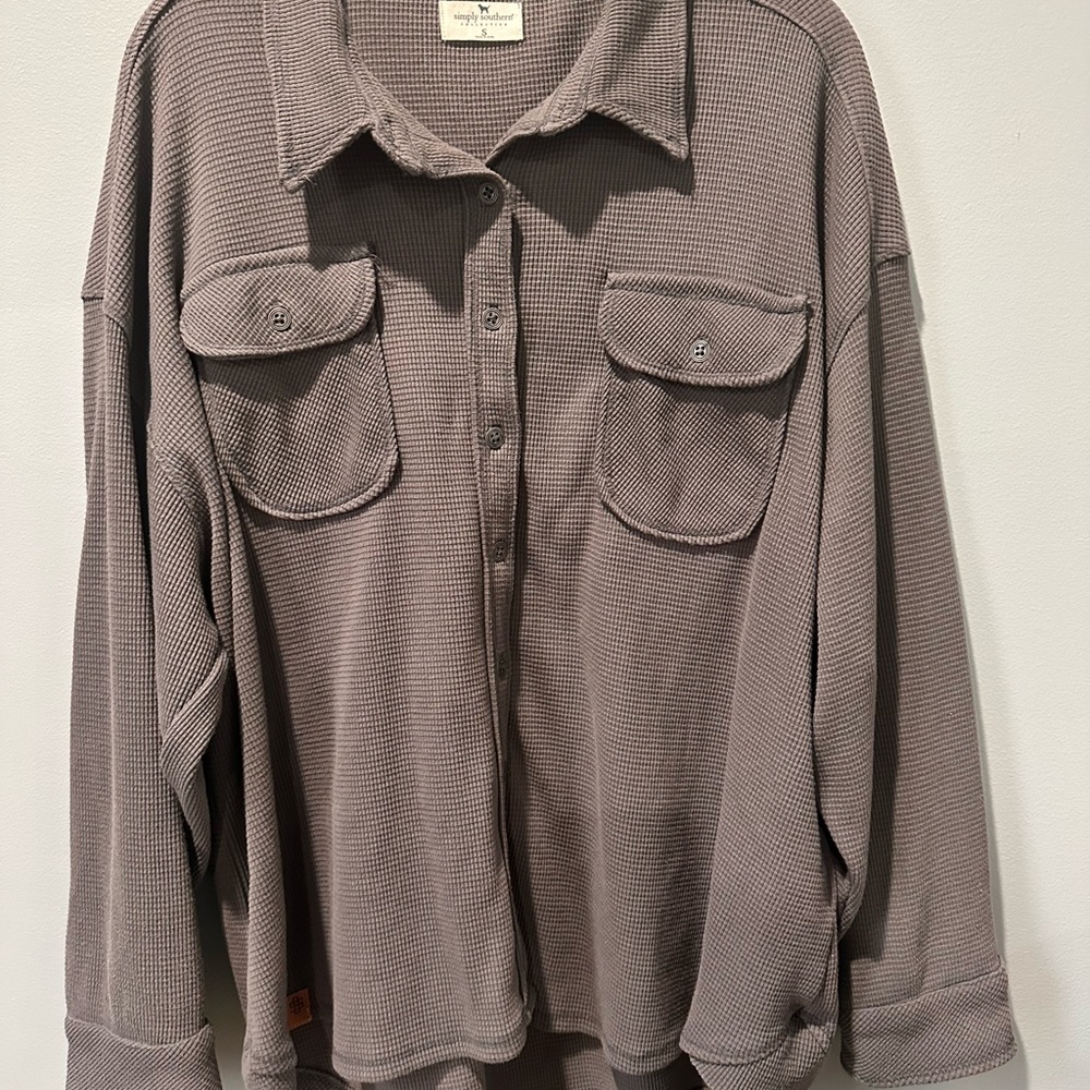 Simply Southern Gray Waffle Knit Shirt